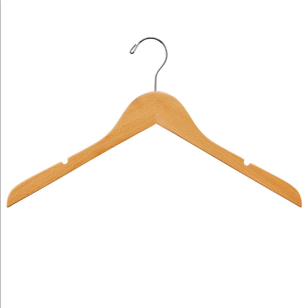 NWT ONE Natural Premium Wooden Hangers Multi-Function Dress, Tees, Shirts